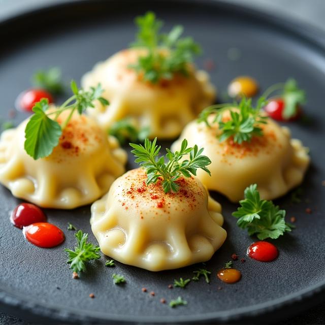 Elegancko podane polskie pierogi w stylu modern